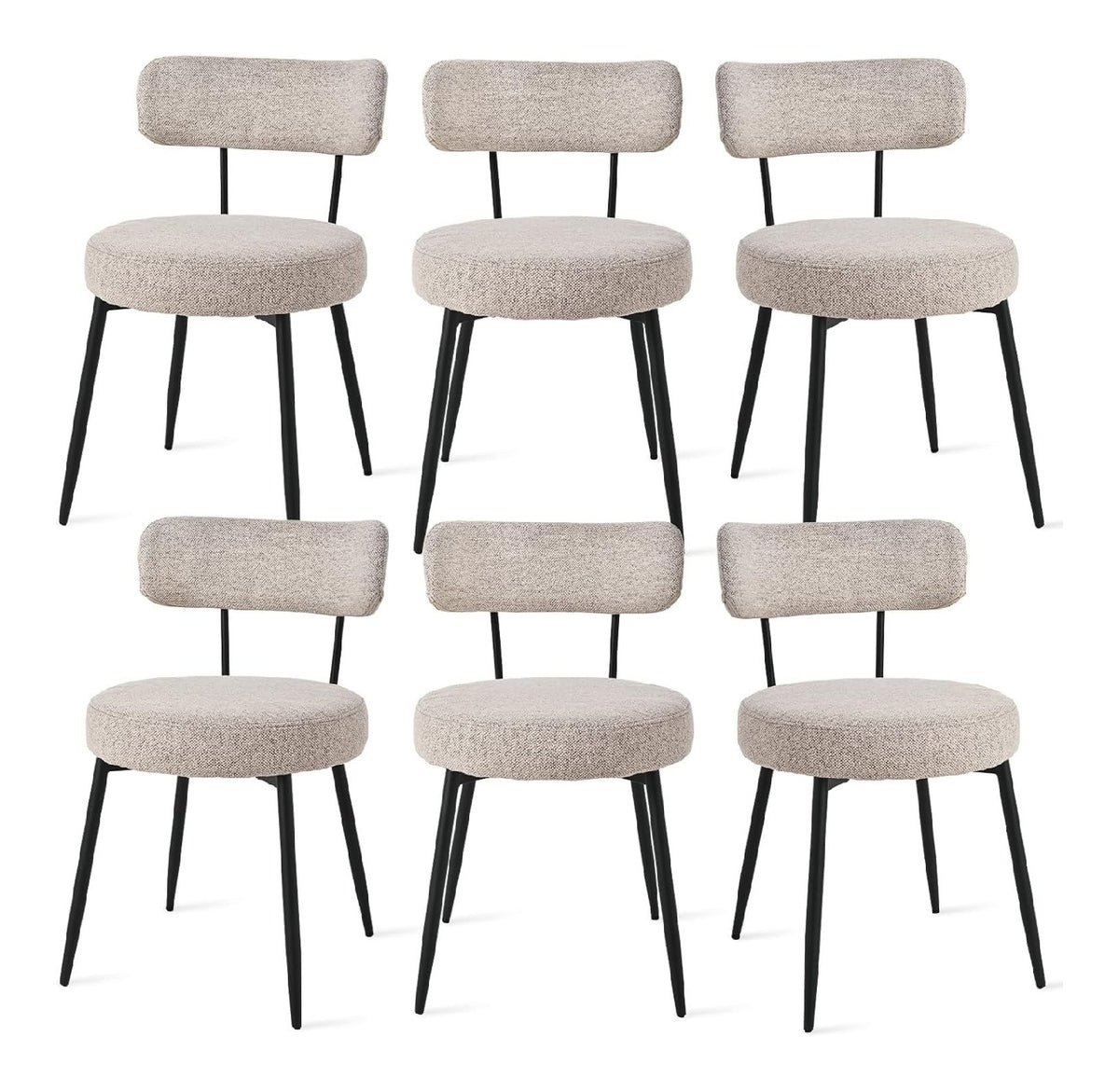 Esszimmerstuhle 6er Boucle Leinen Stoff, Braun