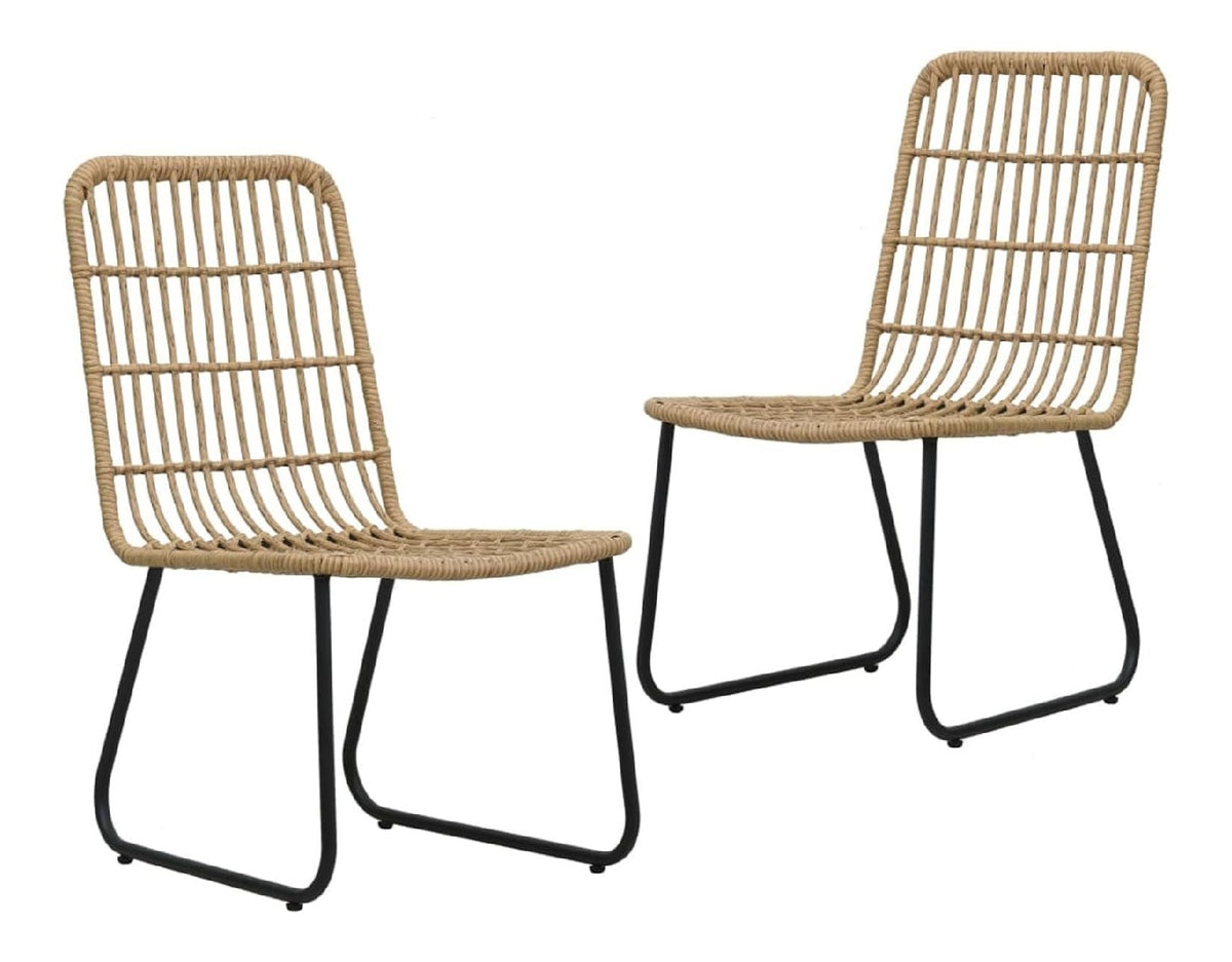 Gartenstuhle 2 STK.Stuhle Stuhl-Set 66,5 x 53,5 x 90 cm (B x T x H) Mit geschwungenen Ruckenlehnen,Barstuhle Esszimmerstuhl-Set Tresenhocker Kuchenstuhle,PE-Rattan, pulverbeschichteter Stahl