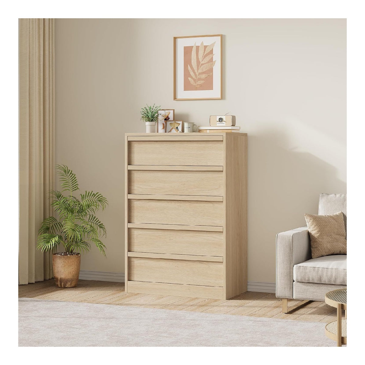 Komodenschrank fur Schlafzimmer, 5 Schubladen Kommode aus Holz,75x40x110cm