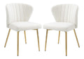 Esszimmerstuhle 2er Set, Polsterstuhl Esszimmer modern, Samt, Kuchenstuhl mit Ruckenlehne, Ergonomischer Stuhl mit goldenen Beinen,Esszimmerstuhl fur Wohnzimmer,Kuche,Schlafzimmer (Wei )
