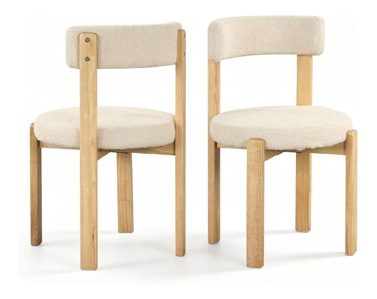 Esszimmerstuhle 2er Set, gepolsterter Essstuhl aus Teddyfleece