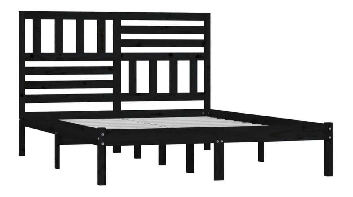 Massivholzbett Schwarz Kiefer 140x190 cm