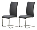Esszimmerstuhl Muvo II (2er Set) in grau aus Echtleder - 43x103x52cm (BxHxT)
