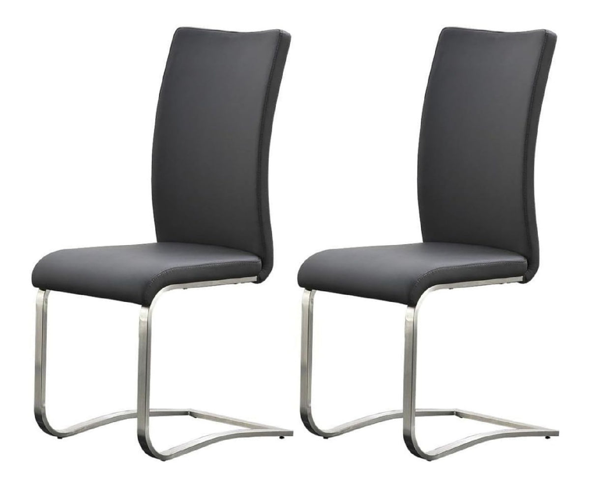 Esszimmerstuhl Muvo II (2er Set) in grau aus Echtleder - 43x103x52cm (BxHxT)