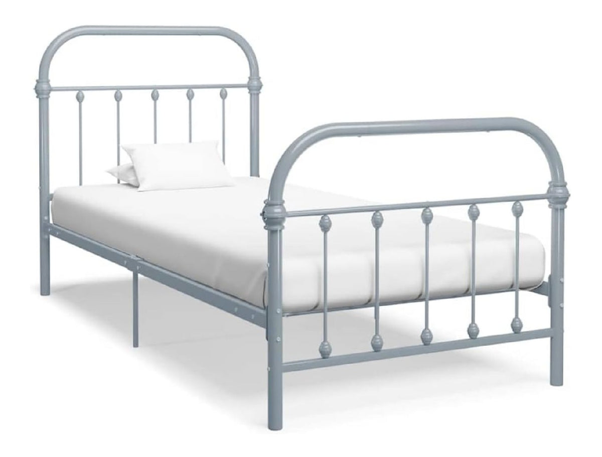 Graues Metallbettgestell 90x200 cm mit stabilem Rahmen fur Schlafzimmer, Doppelbett, Kinderbett, Gastebett, Jugendbett, Stauraum, einfache Montage, langlebige Konstruktion