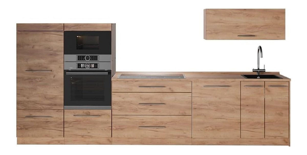 Kuchenzeile Fame-Line, Goldkraft Eiche/Goldkraft Eiche, 340 cm