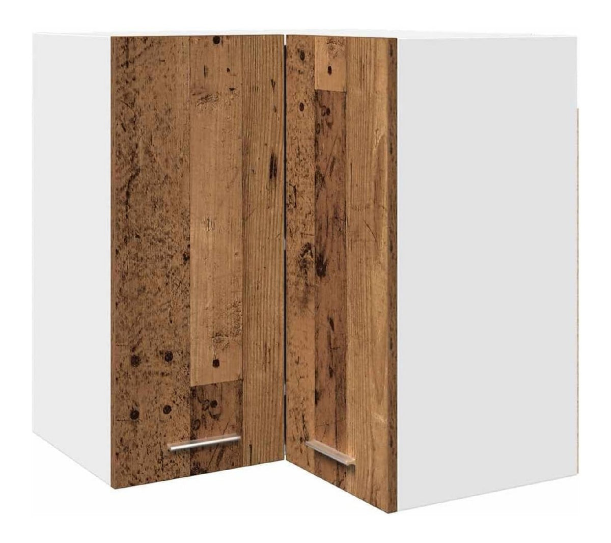 Eckschrank fur Kuche, Hangeschrank, Kuche, Eckschrank, zum Aufhangen, Lyon, altes Holz, 57 x 57 x 60 cm