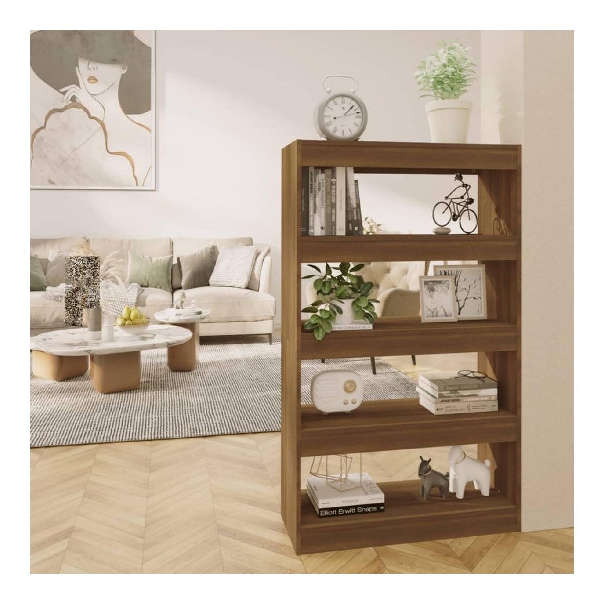 Bucherregal fur Arbeitszimmer Eiche Braun 80 x 30 x 135 cm aus Spanplatte Elegantes Wohnzimmer Vielseitiges Mobelstuck Trennwand Regal Stauraum Stauraum DVDs Zeitschriften Schlafzimmermobel