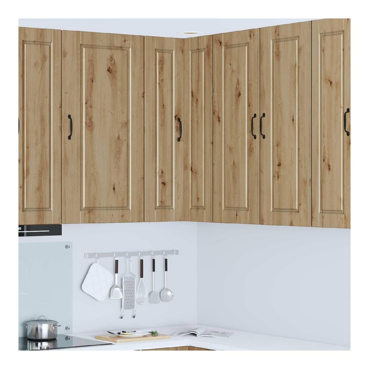 Wand-Eckschrank Porto Artisan-Eiche 57 x 57 x 100 cm moderner Kuchenschrank mit 2 Turen, 3 Regalen, robustem Holzwerkstoff, ideal fur Innenkuchen, stilvolle Aufbewahrung, platzsparend