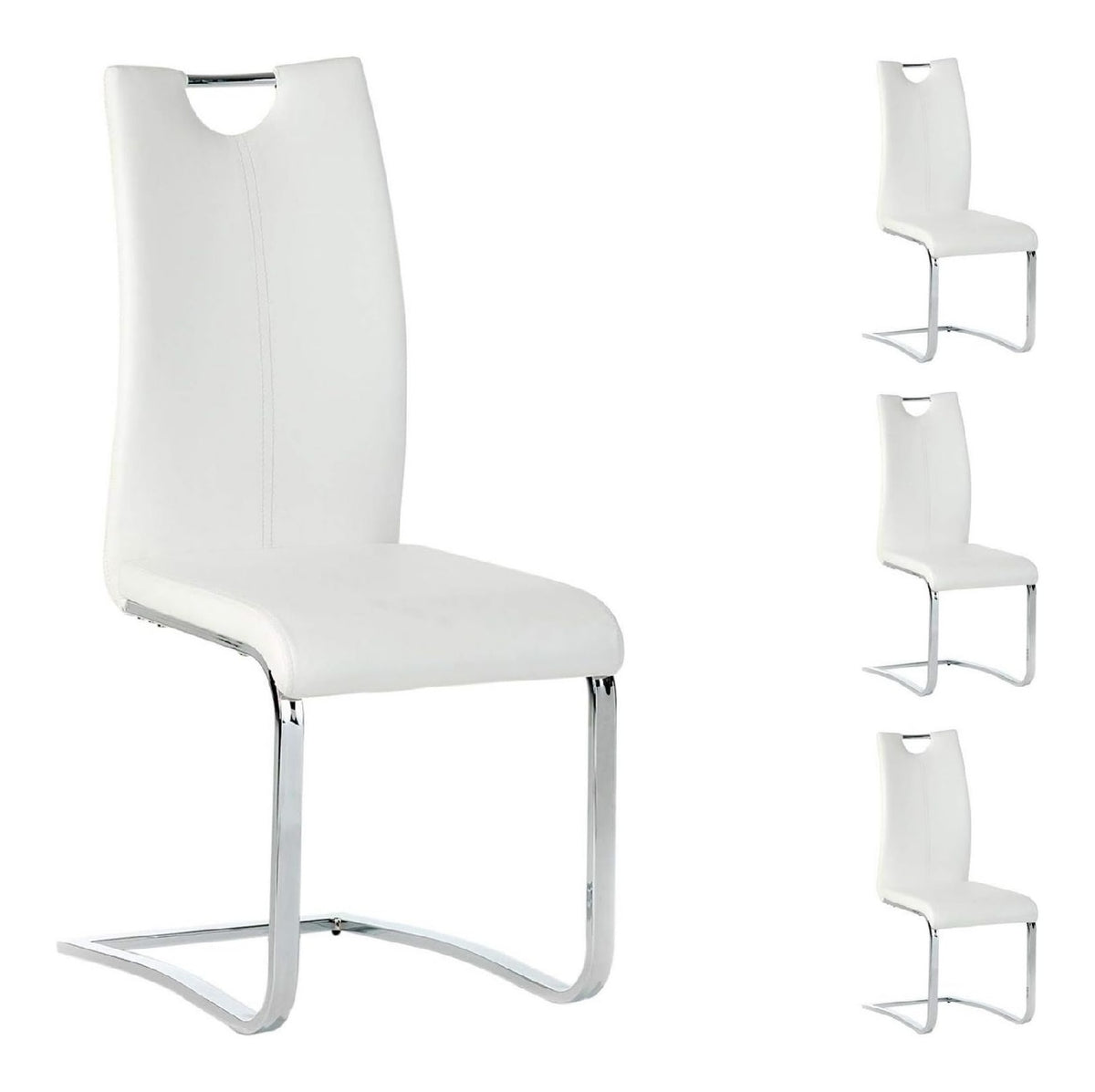 Esszimmerstuhl Schwingstuhl SABA, Set mit 4 Stuhlen, Chrom/wei