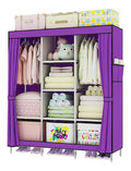 Vlies-Kombinationsstoff-Kleiderschrank, Schlafzimmermobel, Schrank, Kleidungsaufbewahrung, Lagerregale, Leichter Canvas-Schrank mit Hangestangen fur Schlafzimmer, Wohnzimmer, Buro