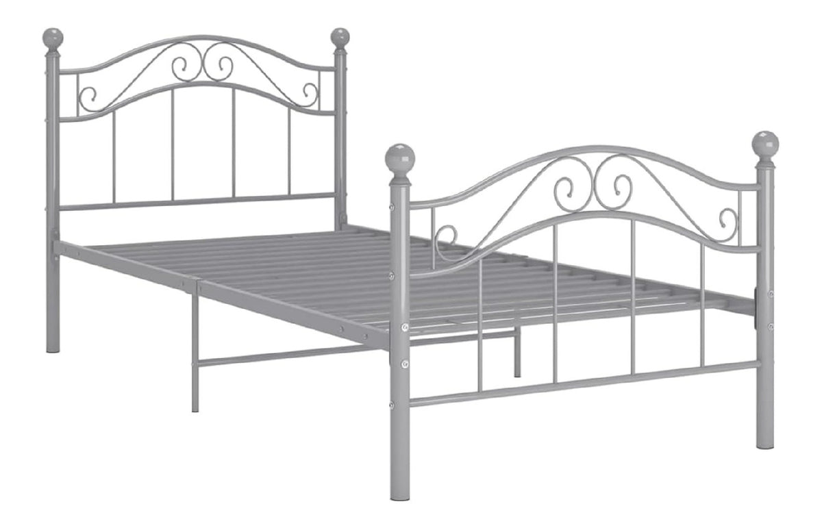 WGYHOME Metallbettgestell 100x200 cm, grau, pulverbeschichtetes Stahlgestell mit integriertem Lattenrost, fur Schlafzimmer
