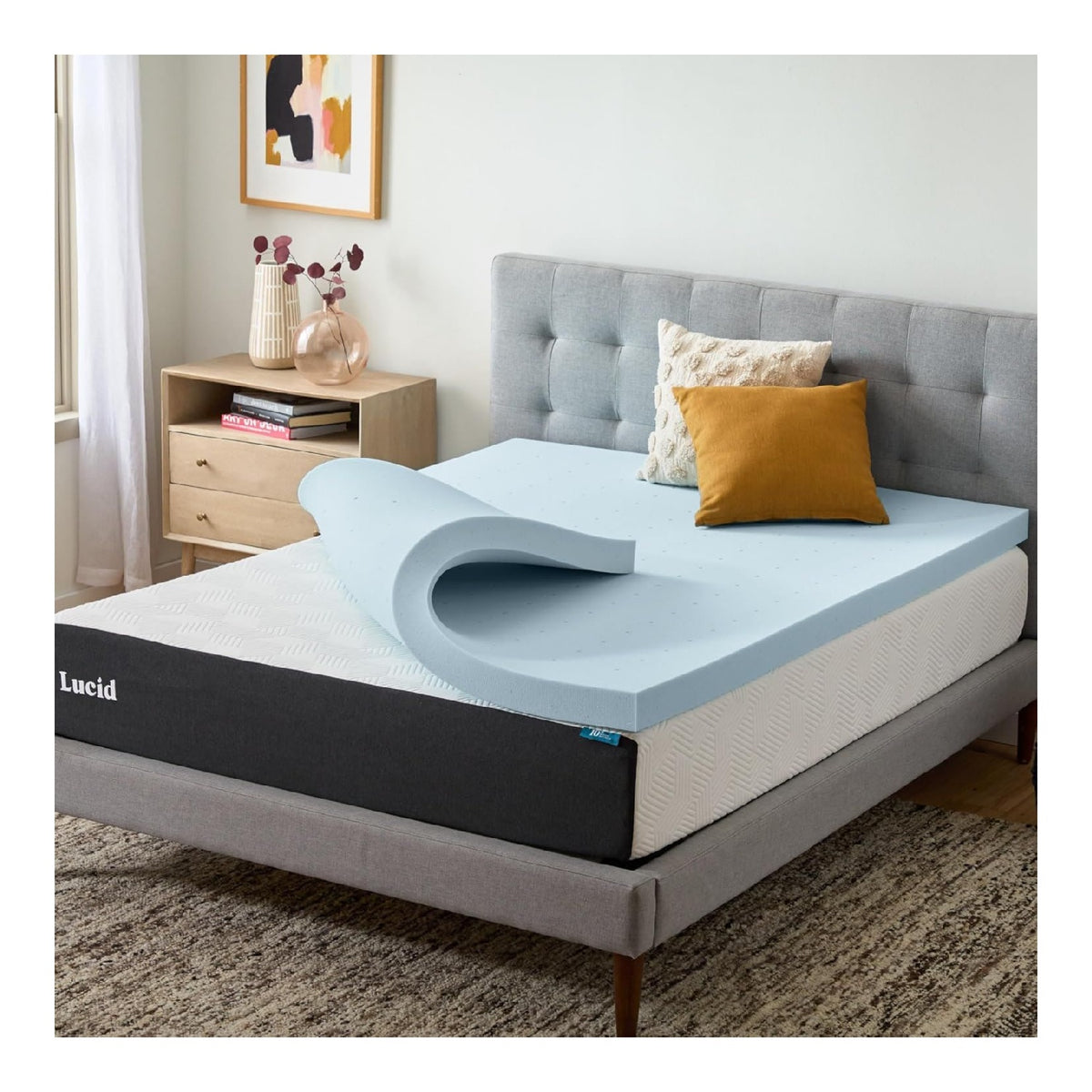 LUCID 3-inch Ventilated Gel Memory Foam Mattress Topper - Queen