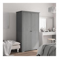 Hommdiy Kleiderschrank Garderobenschrank mit Kleiderstange Turen, Schlafzimmerschrank Schrank mit Stauraum, Holzschrank Flurschrank BODO Grau 99x53,5x173 cm Massivholz Kiefer