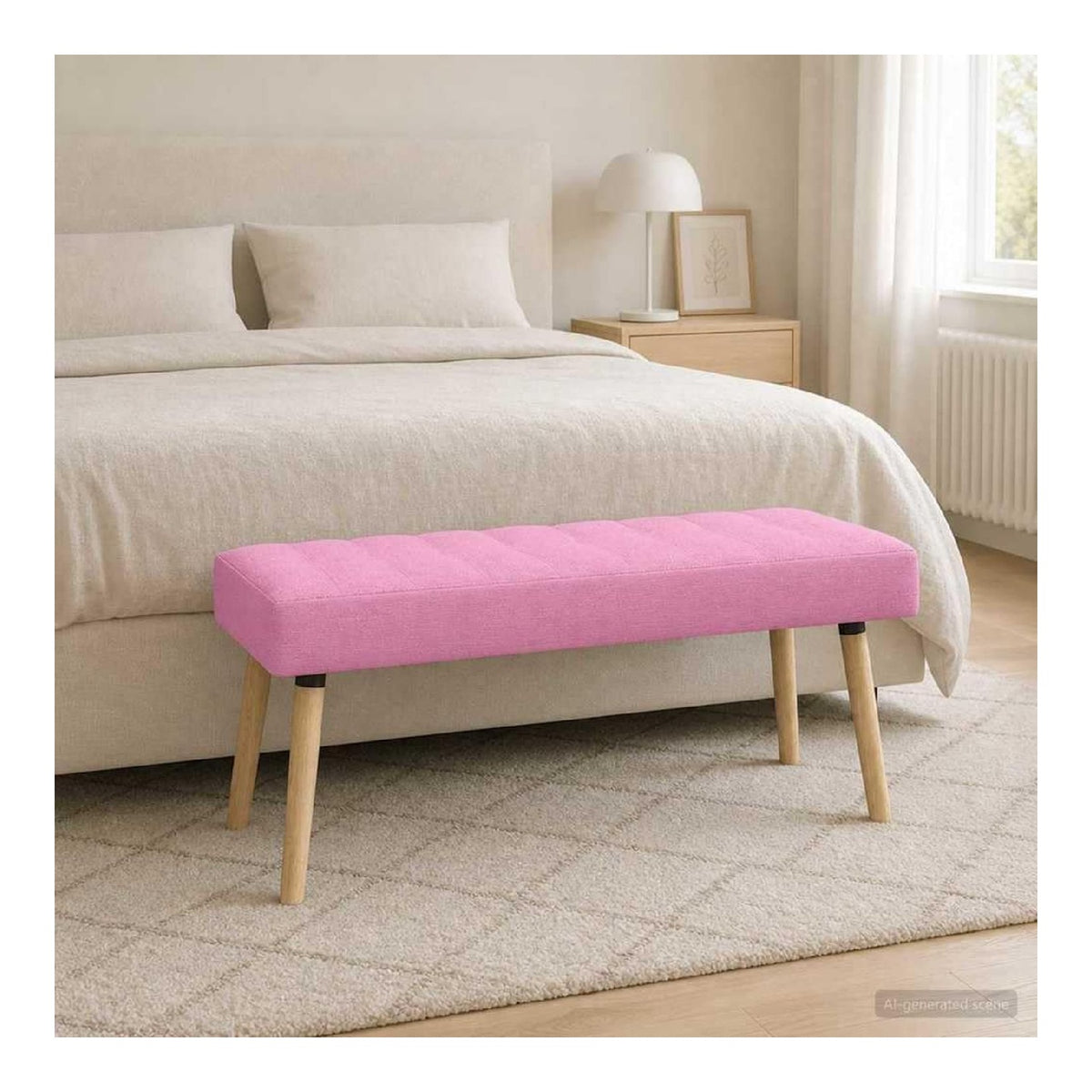 Polsterbank rosa 110 x 40 x 46 cm Stoff Holzwerkstoff Bequeme Sitzbank mit stabilem Rahmen fur Flur Wohnzimmer Schlafzimmer, vielseitige Esszimmer- und Kuchenbank, langlebig