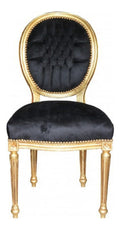 Barock Esszimmer Stuhl Schwarz/Gold / Mod2/ Rund