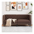 Chesterfield Sofa Polstersofa 2 Sitzer Sofa Braun Kunstleder