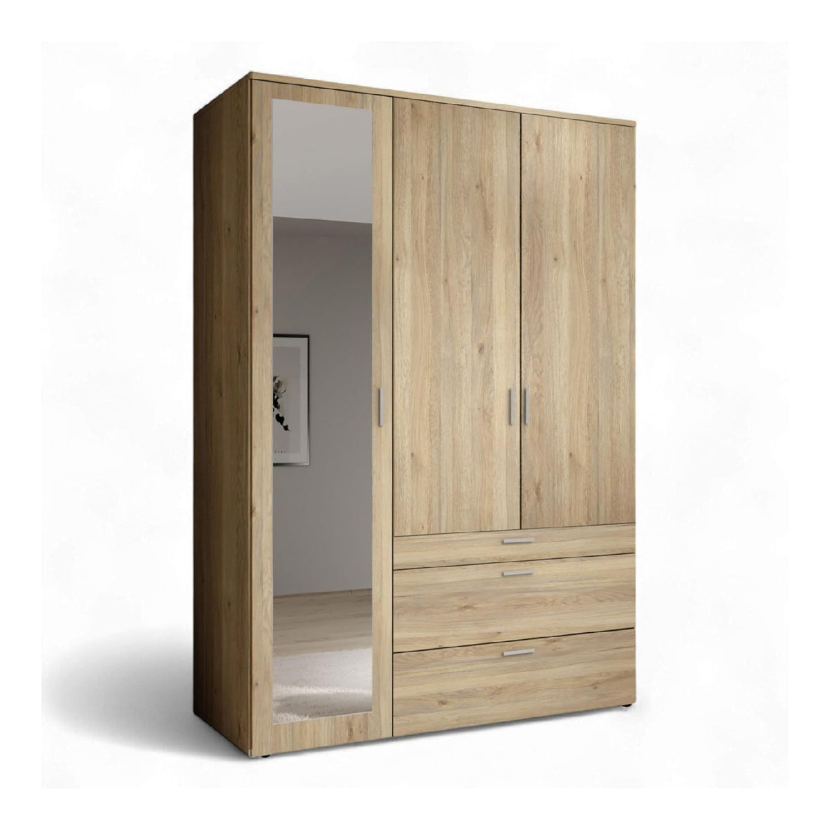 VESALA Kleiderschrank Drehturenschrank Mauvella Eiche 135 x 195 x 56 cm