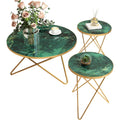 3-teiliges Couchtisch-Set mit runden Beistelltischen in Schwarz und Gr¨¹n