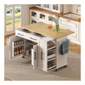 Kucheninsel mit ausklappbarer Arbeitsplatte Inneneinlegeboden in den Schrankturen Esswagen fur Esszimmer Sideboard mit Schubladen Buffet Kabinett Schlie facher Wei 120x40x90 cm