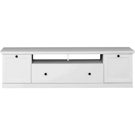 TV-Lowboard mit 2 T¨¹ren, Klappe und offenem Fach in Wei?