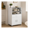 Rollwagen Scottsdale, Hilfsmobel fur Kuche mit Radern, Mehrzweckschrank mit 2 Turen und 1 Einlegeboden, cm 59x40h92, Wei