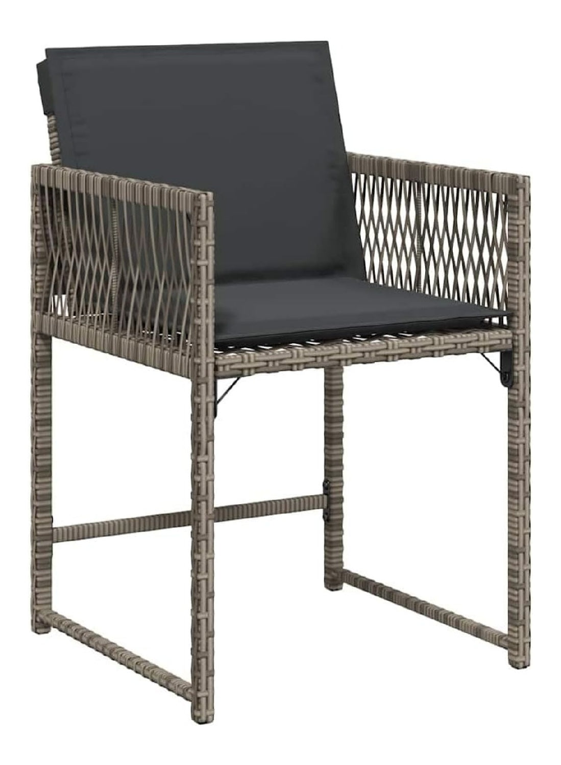Gartenstuhle mit Kissen 4 STK. Grau Poly Rattan