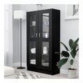 Vitrinenschrank Schwarz 82,5x30,5x150 cm Holzwerkstoff, geraumige Facher, 4 Regale und 2 Turen, fur Wohnzimmer und andere Raume