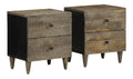Nachttisch 2er Set Hellgrau Mangoholz Massiv 40x33x46 cm
