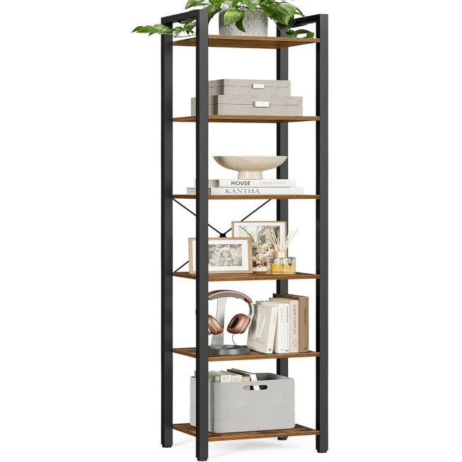 B¨¹cherregal mit 6 offenen Ebenen f¨¹r Wohnzimmer, B¨¹ro oder Schlafzimmer