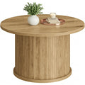 Runder Couchtisch im Tambour-Design, 80 ¡Á 45 cm, Naturbraun